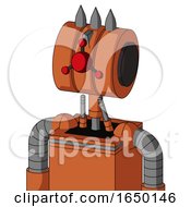 Orange Mech With Multi Toroid Head And Cyclops Compound Eyes And Three Spiked