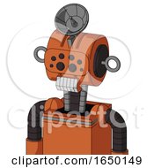 Orange Mech With Multi Toroid Head And Teeth Mouth And Bug Eyes And Radar Dish Hat