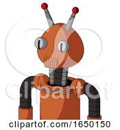 Orange Mech With Rounded Head And Speakers Mouth And Two Eyes And Double Led Antenna