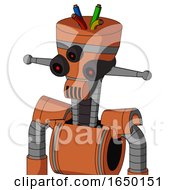 Orange Mech With Vase Head And Speakers Mouth And Three Eyed And Wire Hair