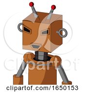 Orange Robot With Box Head And Happy Mouth And Angry Eyes And Double Led Antenna