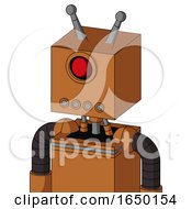 Orange Robot With Box Head And Pipes Mouth And Cyclops Eye And Double Antenna