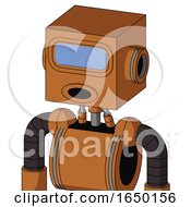 Orange Robot With Box Head And Round Mouth And Large Blue Visor Eye
