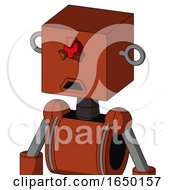 Orange Robot With Box Head And Sad Mouth And Angry Cyclops Eye