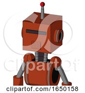 Orange Robot With Box Head And Speakers Mouth And Black Visor Cyclops And Single Led Antenna
