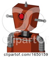 Orange Robot With Box Head And Speakers Mouth And Cyclops Eye And Spike Tip