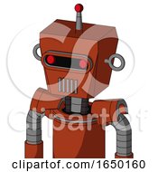 Orange Robot With Box Head And Vent Mouth And Visor Eye And Single Led Antenna