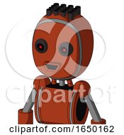 Orange Robot With Bubble Head And Happy Mouth And Black Glowing Red Eyes And Pipe Hair