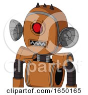Orange Robot With Bubble Head And Square Mouth And Cyclops Eye And Three Dark Spikes