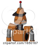 Orange Robot With Cone Head And Toothy Mouth And Black Visor Cyclops And Single Led Antenna