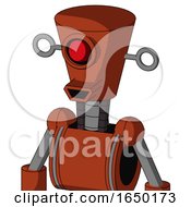 Orange Robot With Cylinder Conic Head And Happy Mouth And Cyclops Eye