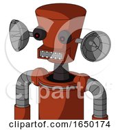 Orange Robot With Cylinder Conic Head And Square Mouth And Red Eyed