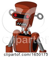 Orange Robot With Cylinder Conic Head And Square Mouth And Visor Eye