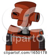 Orange Robot With Cylinder Conic Head And Toothy Mouth And Angry Eyes