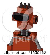 Orange Robot With Cylinder Head And Speakers Mouth And Black Visor Eye And Three Dark Spikes
