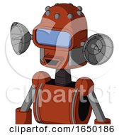 Orange Robot With Dome Head And Happy Mouth And Large Blue Visor Eye