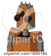 Orange Robot With Dome Head And Three Eyed And Three Spiked