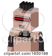 Light Peach Mech With Box Head And Speakers Mouth And Visor Eye And Pipe Hair