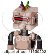 Light Peach Mech With Cube Head And Speakers Mouth And Visor Eye And Wire Hair