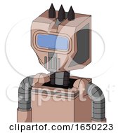 Light Peach Mech With Mechanical Head And Vent Mouth And Large Blue Visor Eye And Three Dark Spikes