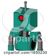 Green Automaton With Box Head And Round Mouth And Cyclops Eye And Single Antenna
