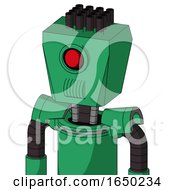 Green Automaton With Box Head And Speakers Mouth And Cyclops Eye And Pipe Hair