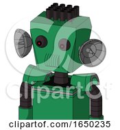 Green Automaton With Box Head And Speakers Mouth And Red Eyed And Pipe Hair