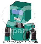 Green Automaton With Box Head And Teeth Mouth And Large Blue Visor Eye