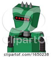 Green Automaton With Box Head And Visor Eye And Three Spiked