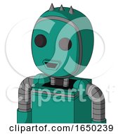 Green Automaton With Bubble Head And Happy Mouth And Two Eyes And Three Spiked