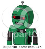 Green Automaton With Bubble Head And Square Mouth And Visor Eye And Single Antenna