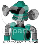 Green Automaton With Cone Head And Pipes Mouth And Black Visor Eye