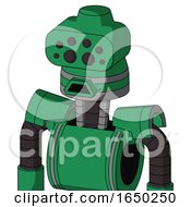 Green Automaton With Cone Head And Sad Mouth And Bug Eyes