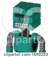 Green Automaton With Cube Head And Keyboard Mouth And Black Visor Cyclops