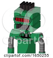 Green Automaton With Cube Head And Keyboard Mouth And Visor Eye And Pipe Hair