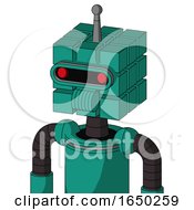 Green Automaton With Cube Head And Speakers Mouth And Visor Eye And Single Antenna