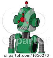 Green Automaton With Dome Head And Square Mouth And Cyclops Compound Eyes And Single Led Antenna