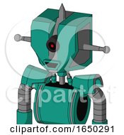 Green Automaton With Mechanical Head And Happy Mouth And Black Cyclops Eye And Spike Tip