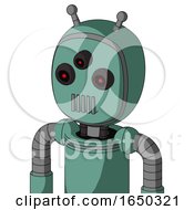 Green Mech With Bubble Head And Vent Mouth And Three Eyed And Double Antenna