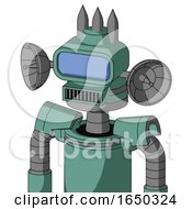 Green Mech With Cone Head And Square Mouth And Large Blue Visor Eye And Three Spiked