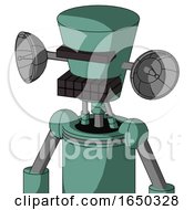 Green Mech With Cylinder Conic Head And Keyboard Mouth And Black Visor Cyclops