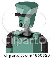Green Mech With Cylinder Conic Head And Speakers Mouth And Black Visor Cyclops