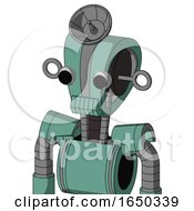 Green Mech With Droid Head And Toothy Mouth And Two Eyes And Radar Dish Hat