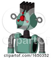 Green Mech With Rounded Head And Square Mouth And Cyclops Compound Eyes And Pipe Hair