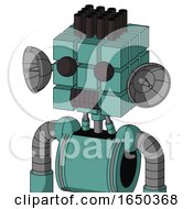 Greenish Mech With Cube Head And Dark Tooth Mouth And Two Eyes And Pipe Hair