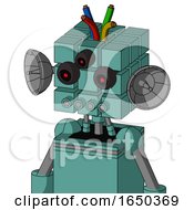 Greenish Mech With Cube Head And Pipes Mouth And Three Eyed And Wire Hair