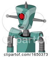 Greenish Mech With Cylinder Conic Head And Happy Mouth And Cyclops Eye And Spike Tip