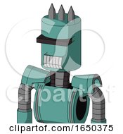 Greenish Mech With Cylinder Head And Teeth Mouth And Black Visor Cyclops And Three Spiked
