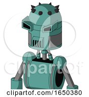 Greenish Mech With Dome Head And Speakers Mouth And Angry Eyes