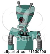 Greenish Mech With Vase Head And Round Mouth And Black Cyclops Eye And Double Antenna